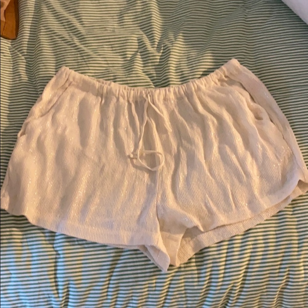 Calypso St. Barth white shimmer shorts